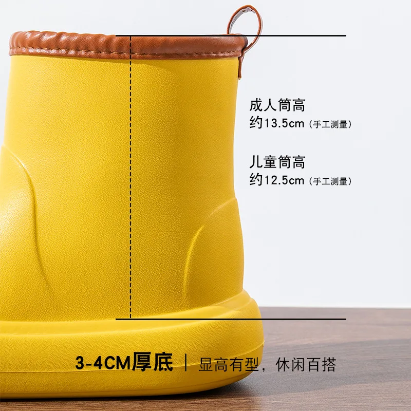 Children Tube Rain Boots 2024 New Fashion Spring Autumn Soft Boys Platform Boots Waterproof Shoes Outdoor Girls Rubber Shoes