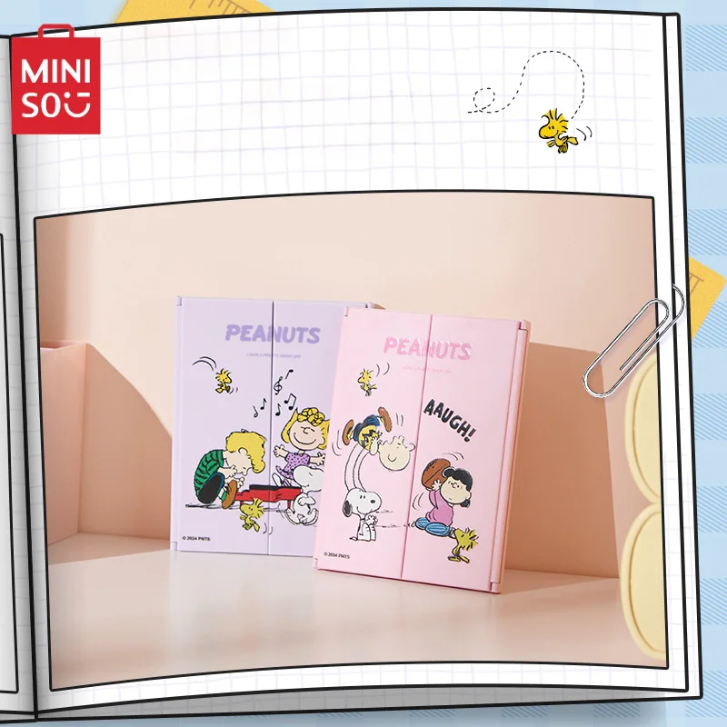 MINISO Snoopy Colorful Life Series Tri-fold Mirror Portable Girls Cosmetic  Kawaii Cartoon Children's Toy Birthday Gift