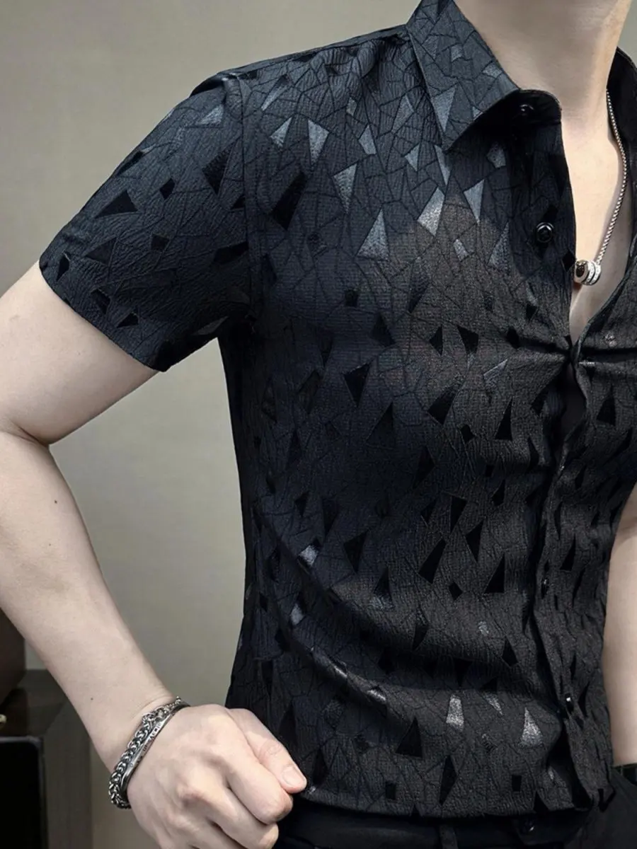 

ort Sve Floral irt для мужчин Ice Silk Slim Fit Summer irt Youthful Sle Дышащий влажный топ ng
