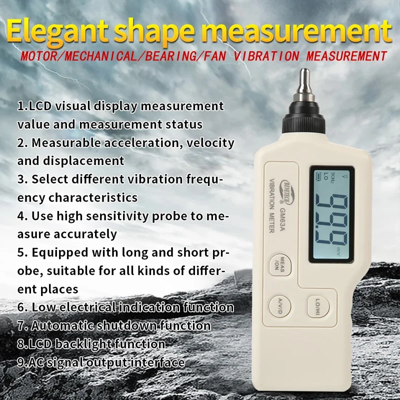 NKYF GM63A Portable High Precision Handheld Probe Motor Detector High-End Testing Equipment Vibration Tester
