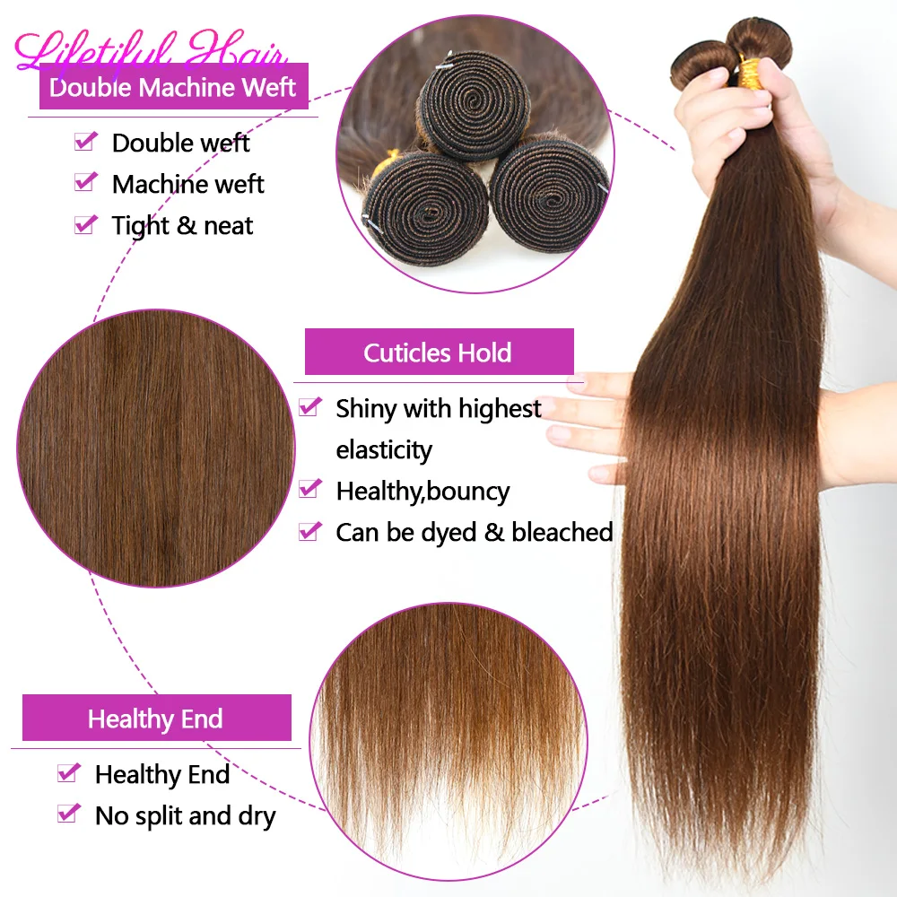 الشوكولاته البني حزم 100% شعر مستعار بشري البرازيلي الخام الشعر البشري حزمة مستقيم الشعر نسج حزم ريمي الشعر البشري