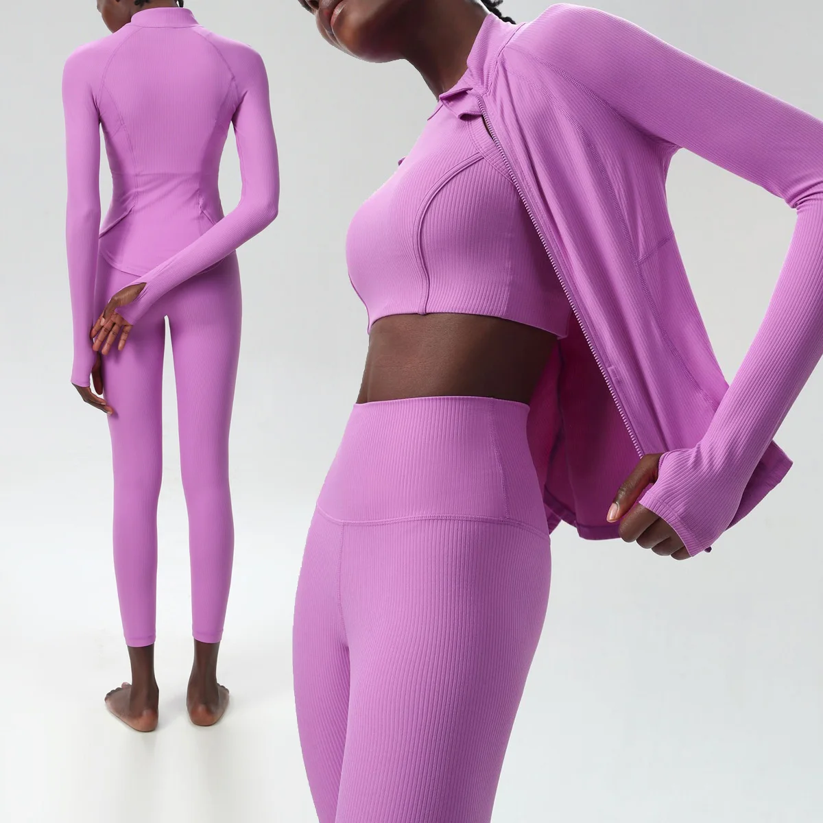 New yoga set 3 piece woman outdoor skirt set Gym Women Tracksuit Running Workout Clothes Long Sleeve Sports Bra Athletic Wear