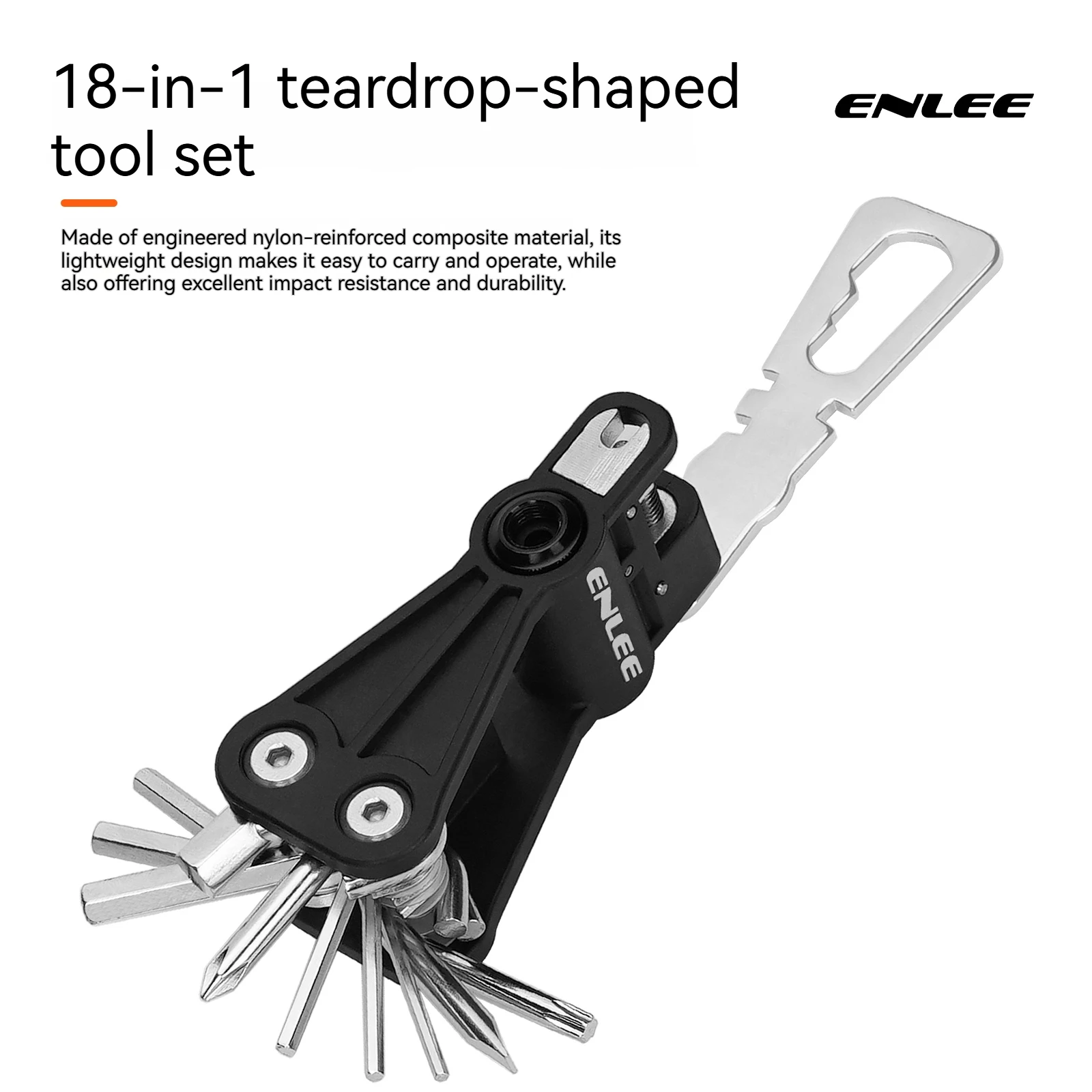 ENLEE Bicycle 18-in-1  Multi-Functional Bike CO2 Pump Repair Hexagonal Tool Folding Chain Cutter Wrench Bicycle Repair Tool