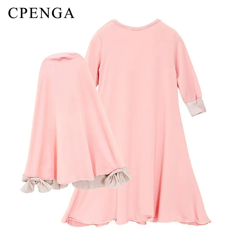 Imagem -06 - Vestido de Oração para Meninas Ramadã Hijab Muçulmano Abaya Eid Kids Long Robe com Khimar Jilbab Roupas Islâmicas Árabes Crianças Peças