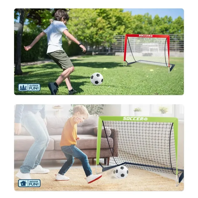 Kids Mini Soccer Goal Sets Backyard Mini Netball Set with Pump Portable Folding Youth Soccer Goal Sets Football Toy for Kids view 5