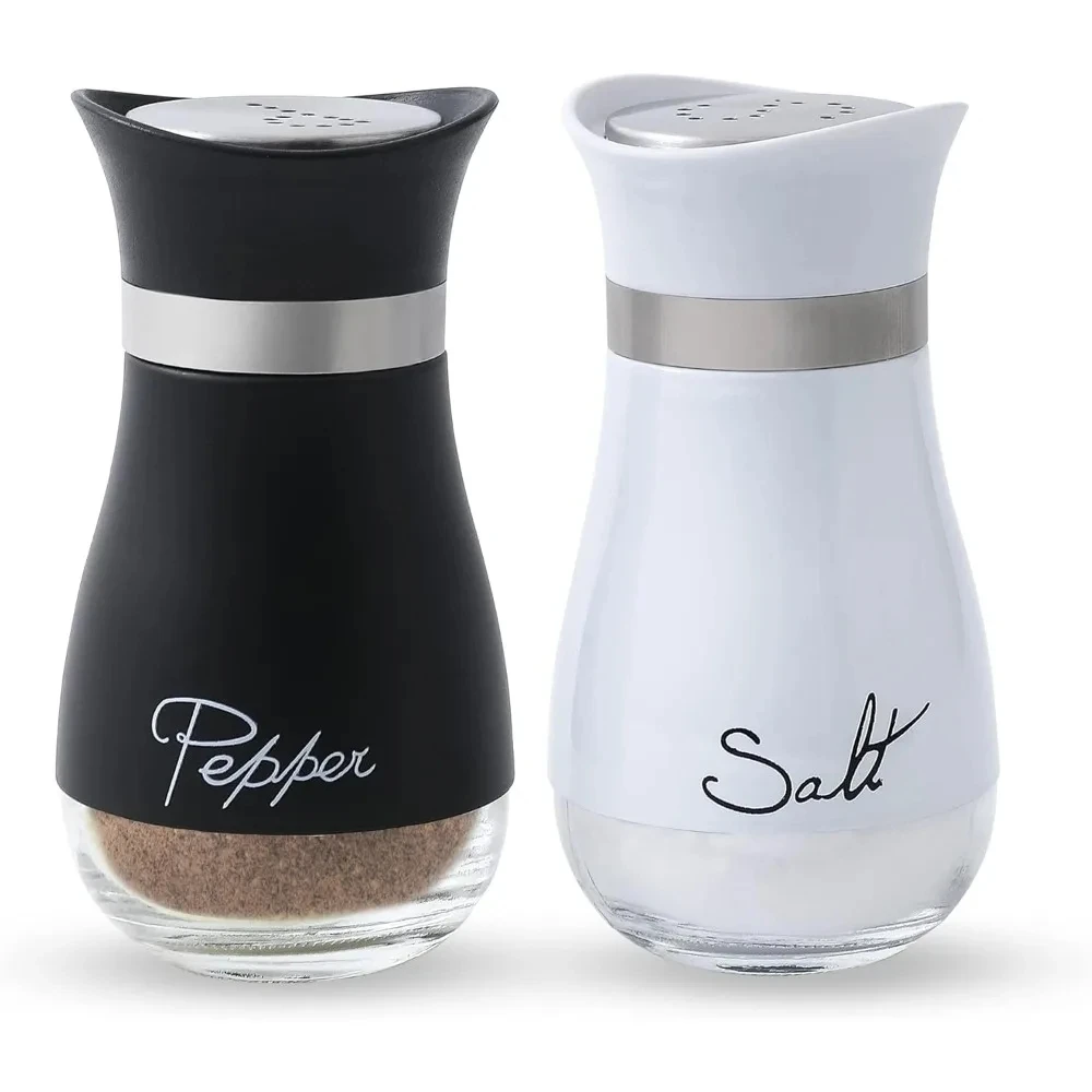 2 Pack Salt and Pepper Shakers Kitchen Accessories Spice Jars Portable Salt and Pepper Seasoning Shaker Spice Dispenser