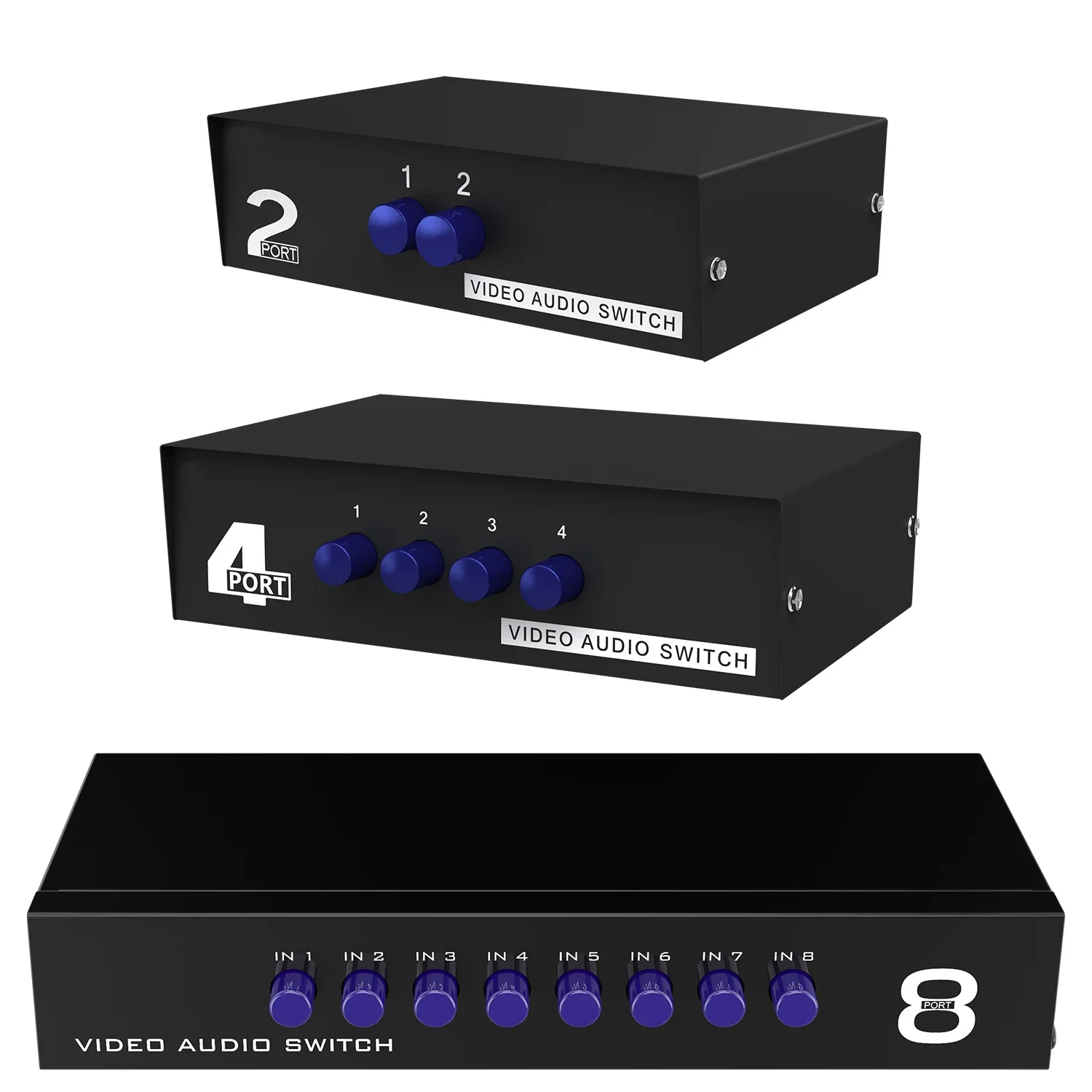 4 Port AV Audio Video Switcher 4 in 1 Out 4x1 AV Switch 2x1 2 in 1 Out 8x1 AV Switcher 8 in 1 Out for PS2 Wii VCR DVD Player TV