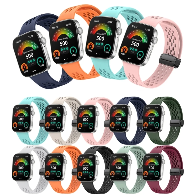 Comfortable Silicone Band with Lock Breathable Accessory Sweat Resistant Silicone Watch Strap for Watch Fit3