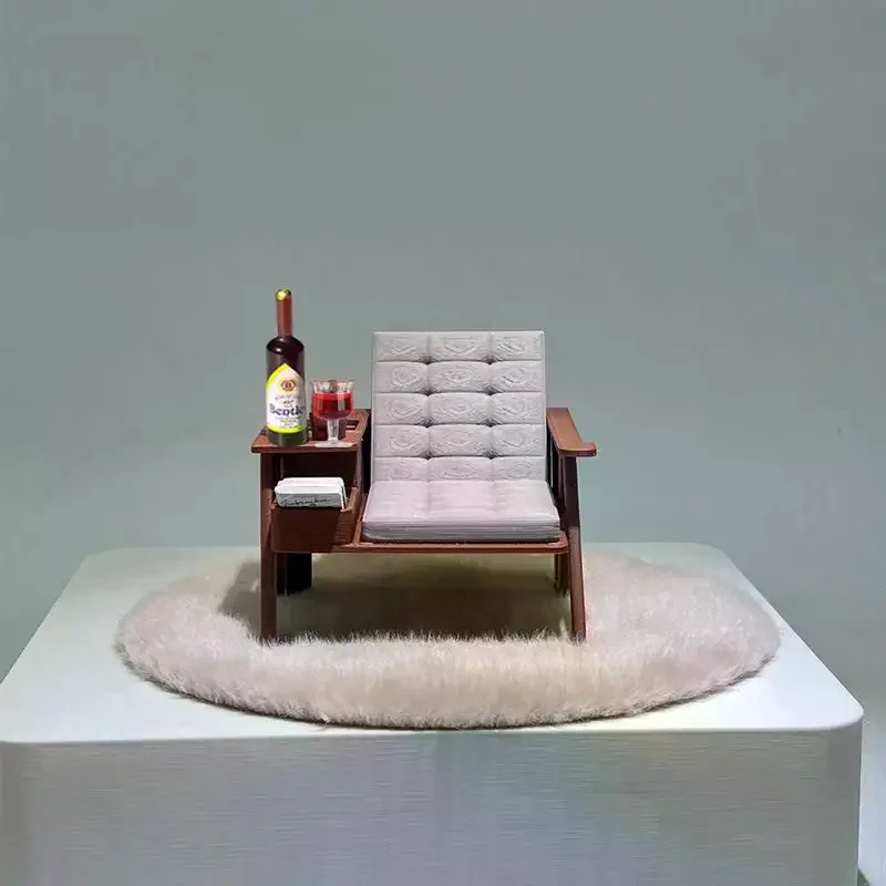 1 Juego de muebles de salón con estampado 3d, silla de lectura en miniatura a escala 1/12, modelo para Diorama, casa de muñecas, adorno de escritorio, decoración del hogar