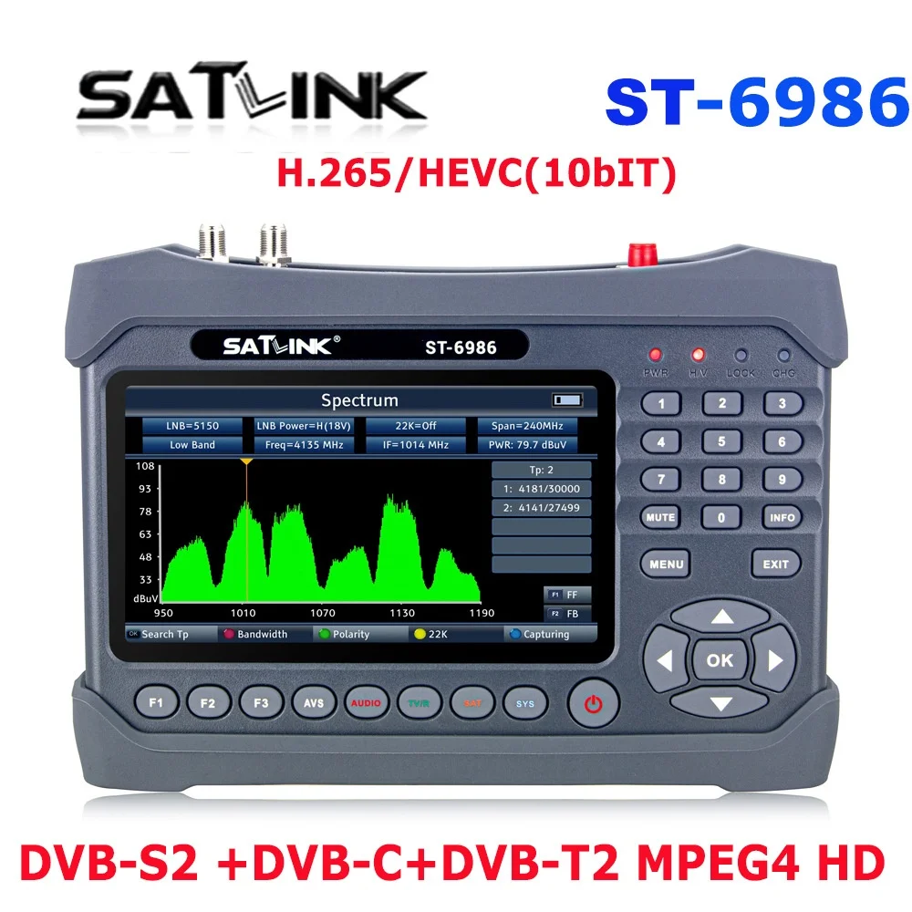 Satlink ST-6986 DVB-S2/C/T2 HD WS6986 H.265 Accessorio audio e video Star Finder a 10 bit