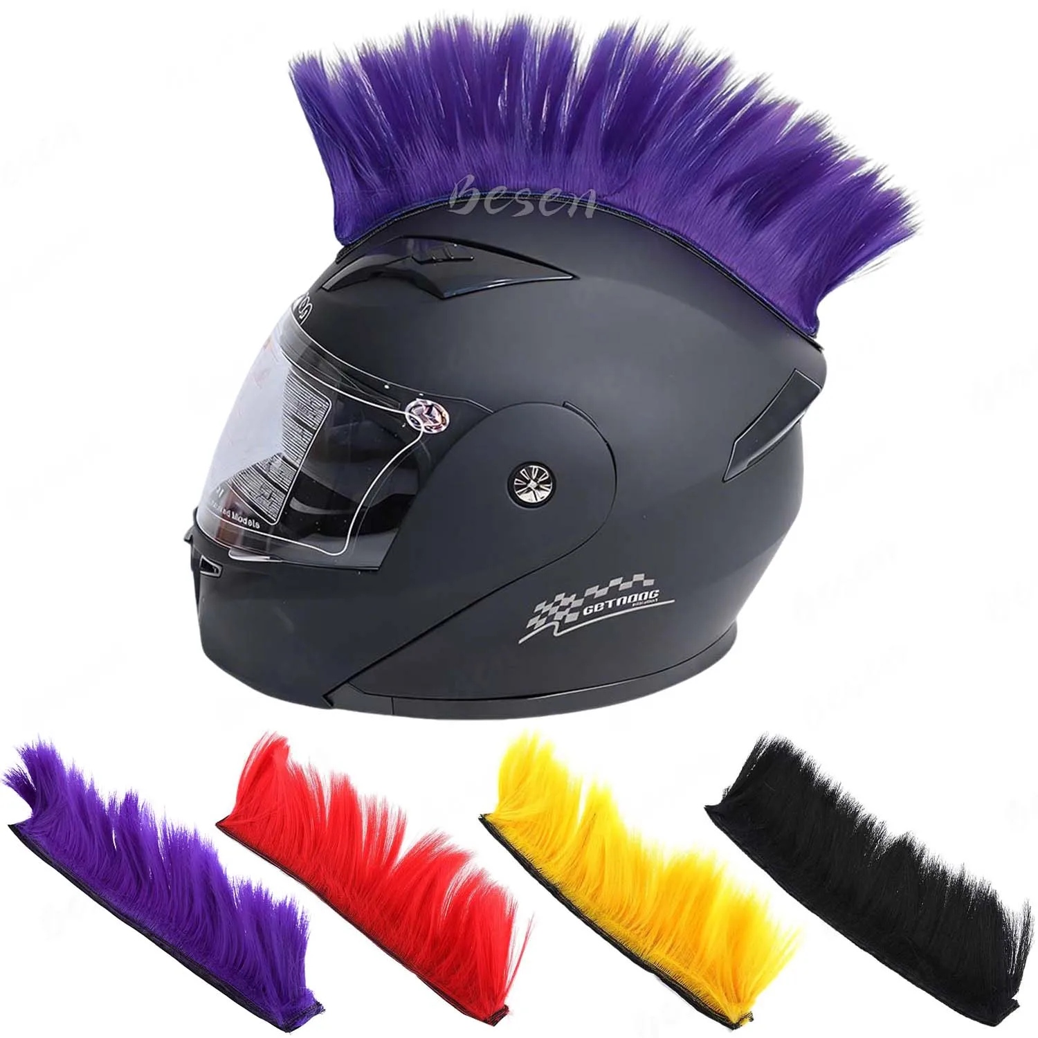 Synthetic Creative Personality Mohawk Wig Motorbike Electric Helmet Decoration Accessories Cosplay Styling for Crazy Hair Day