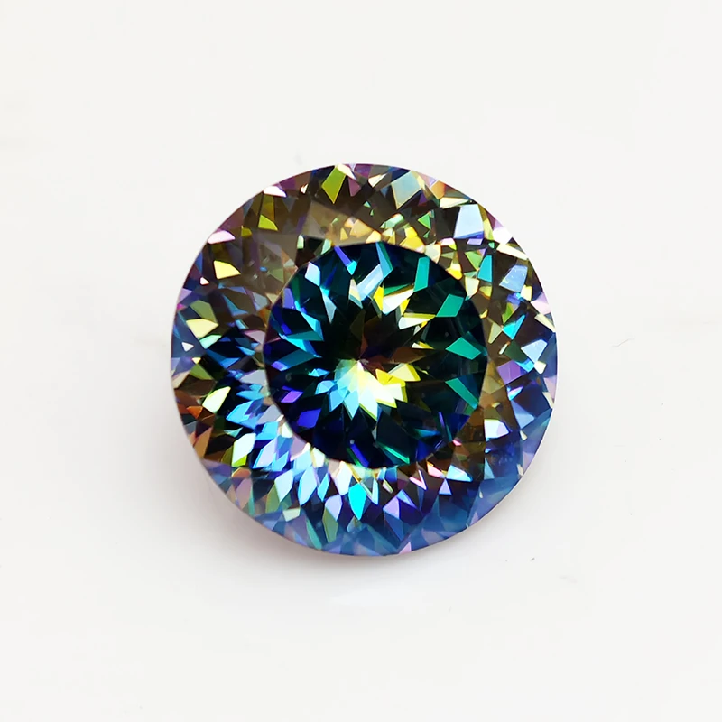 

New Rainbow Colors Round 100 Faceted Cut 0.5ct-3.0ct Moissanite Loose Stones Diamond Russian Bird Nest Cut With GRA Certificate