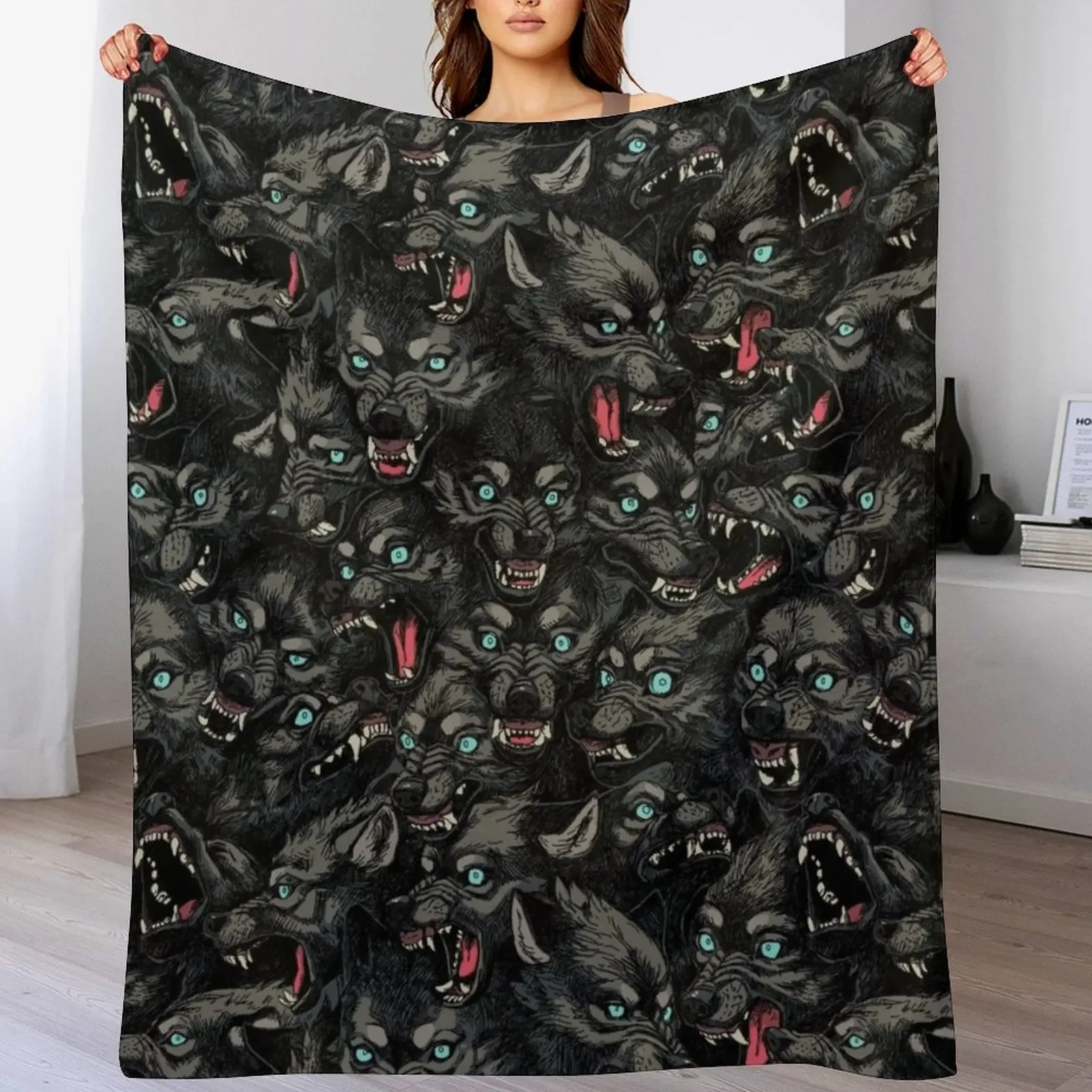 

Wolf Pack Pattern Throw Blanket decorative Tourist Cute Summer Beddings Blankets