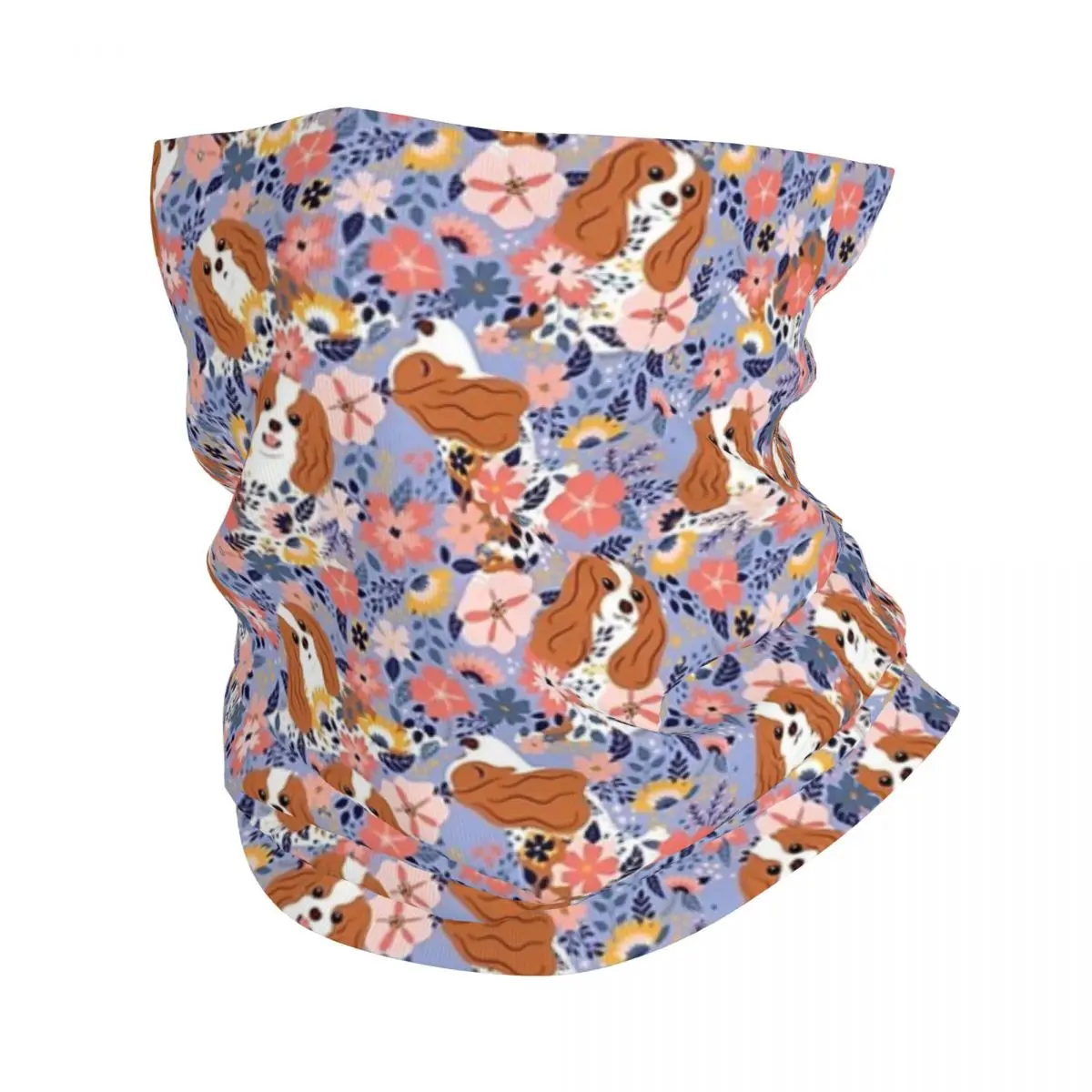 Cute Cavalier King Charles Spaniel Garden Bandana Neck Gaiter Printed Mask Scarf Multifunction Headwear Running Unisex Washable