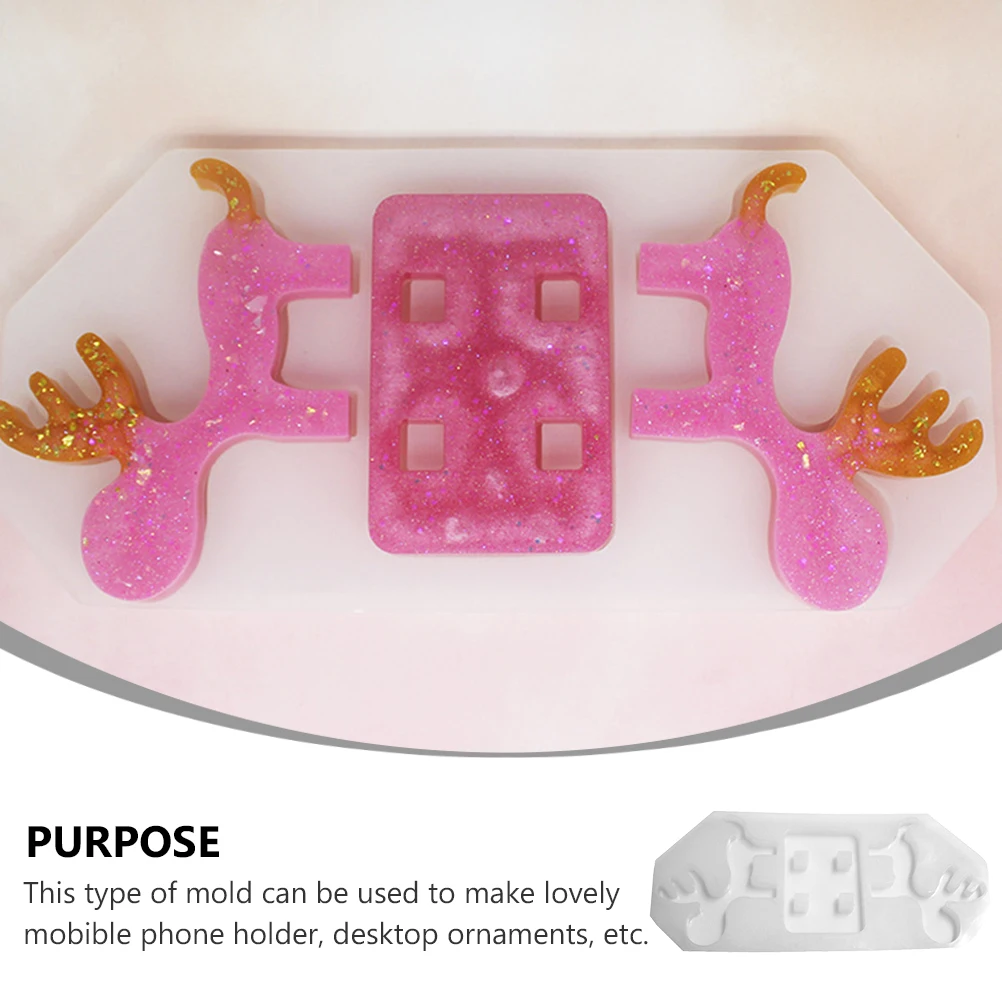 

1Set Silicone Mold for DIY Phone Holder Vivid Elk Shaped Craft Mould Mobile Stand Making Tool Epoxy Casting Desktop Ornament