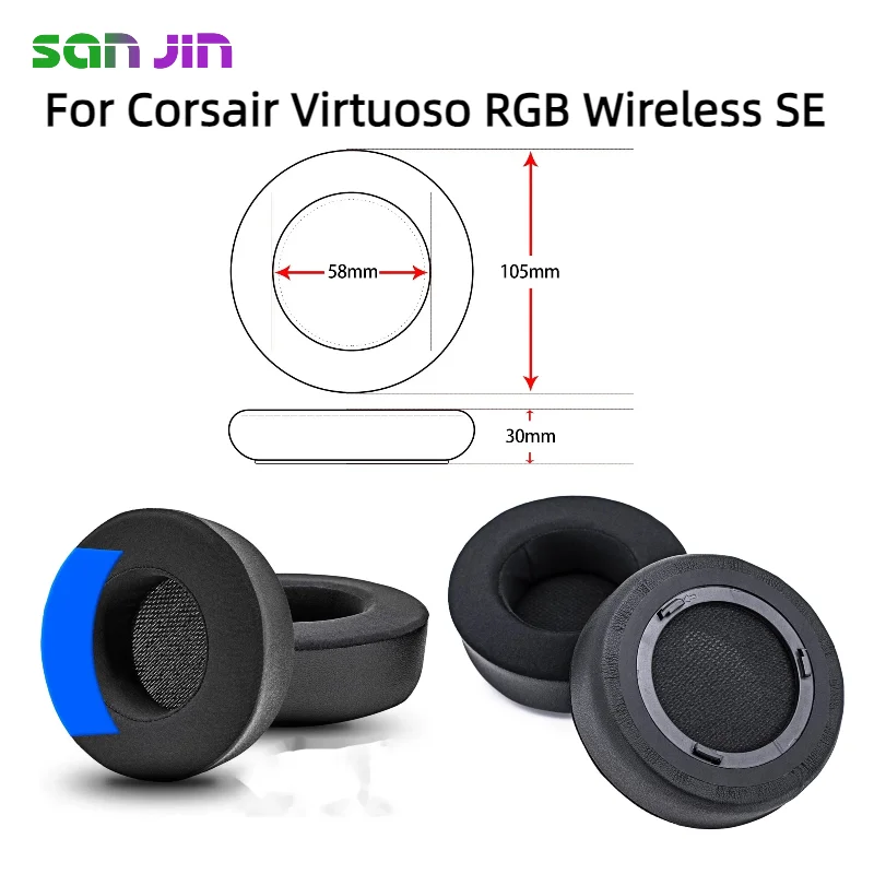

For Corsair Virtuoso RGB Wireless SE Headphone Cushion Headset Foam Ear Pads Replacement Sponge Earmuffs Headbeam Cover