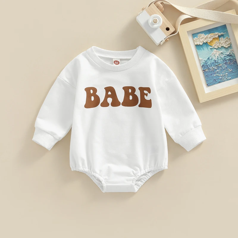 Fashion Autumn Newborn Baby Bodysuits Clothes for Boys Girls Cotton Letter Print Long Sleeve Pullover Bodysuits Jumpsuits 0-18M