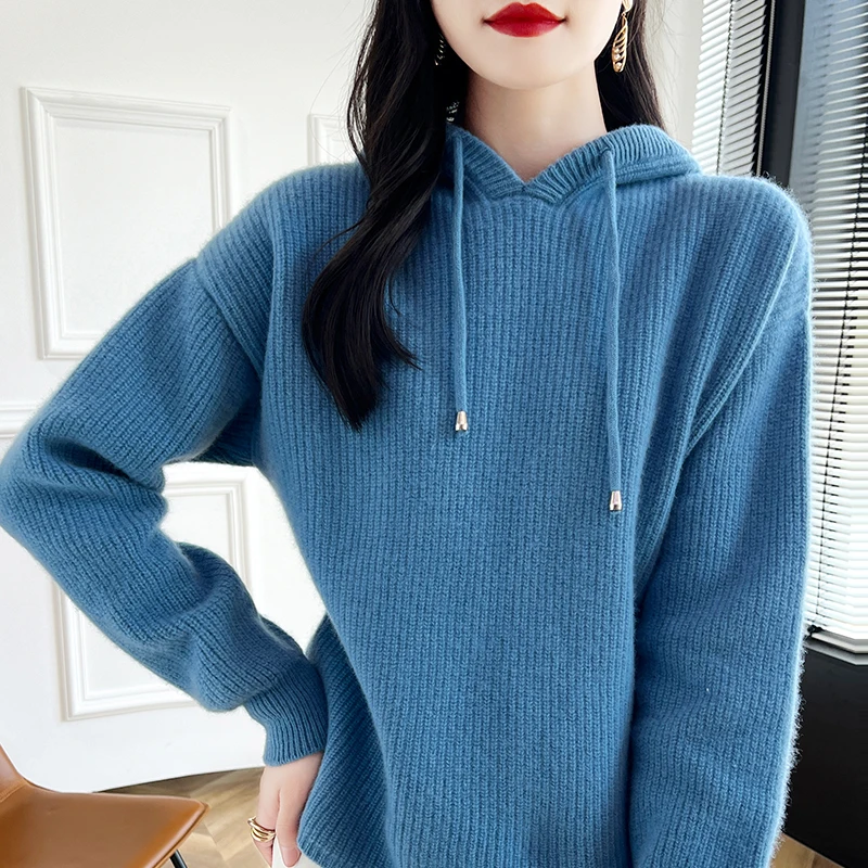 Hoodie Pullovers Free shipping Women Sweaters 100% Wool Knitted Sweaters Leisure Warm Tops 2024 Autumn/Winter New Clothing