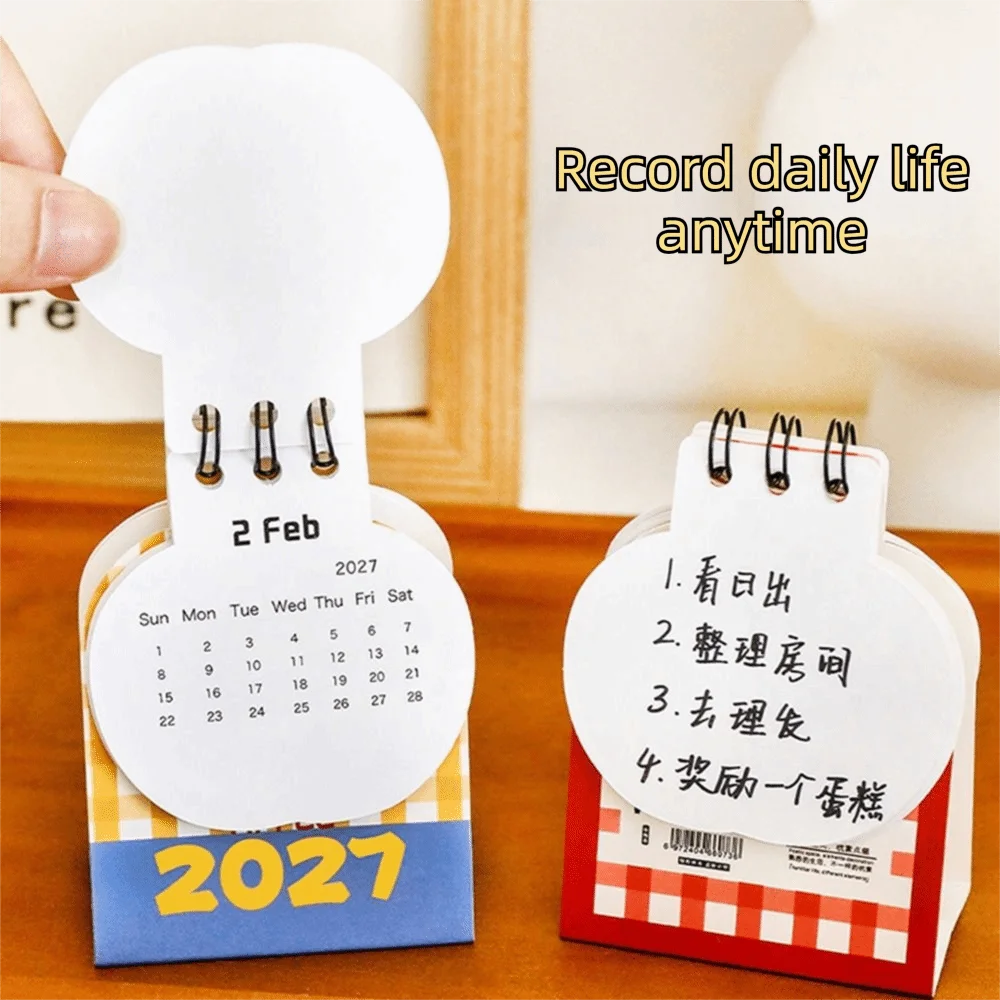 New Appl Shape 2027 Desk Calendar Mini Coil Binding Flip Calendar Memo Calendar Home/Office Desk