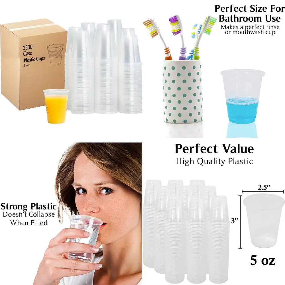 

Bulk 2500 Pack of 5 oz Translucent Plastic Cups, Durable and Ideal for Daily Use