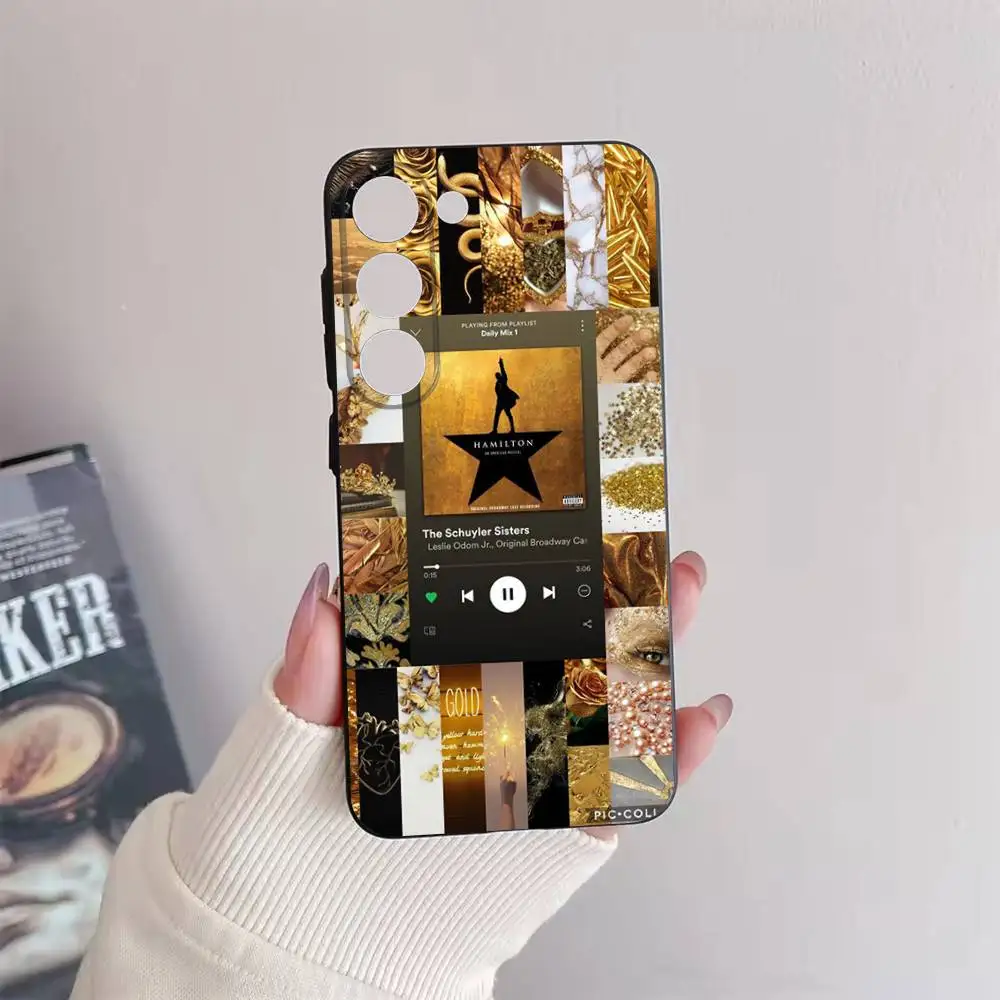 Capa de telefone musical hamilton para samsung galaxy a73,72,51,53,52,71,22,5g, nota, j7,8,9 capa preta macia