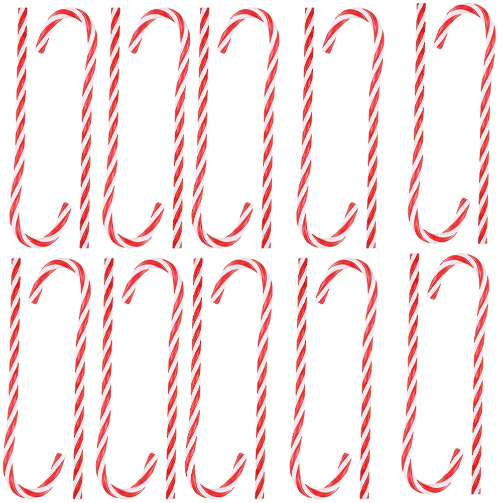 

24 Pcs Christmas Cane Pendant Decorations Hanging Holiday Ornaments Mini Candy Crutch Plastic Shaped