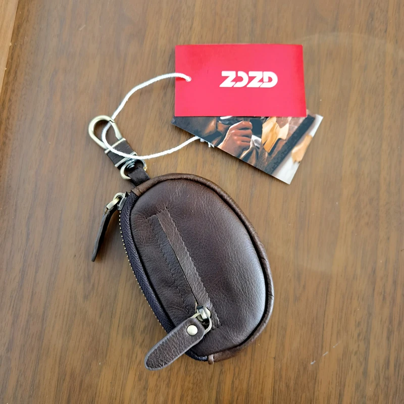 GZCZ Mini Genuine Leather Key Case Small Men Wallet Zipper Coin Purse Male Key Holder Bag Money Pocket High Quality for Boys