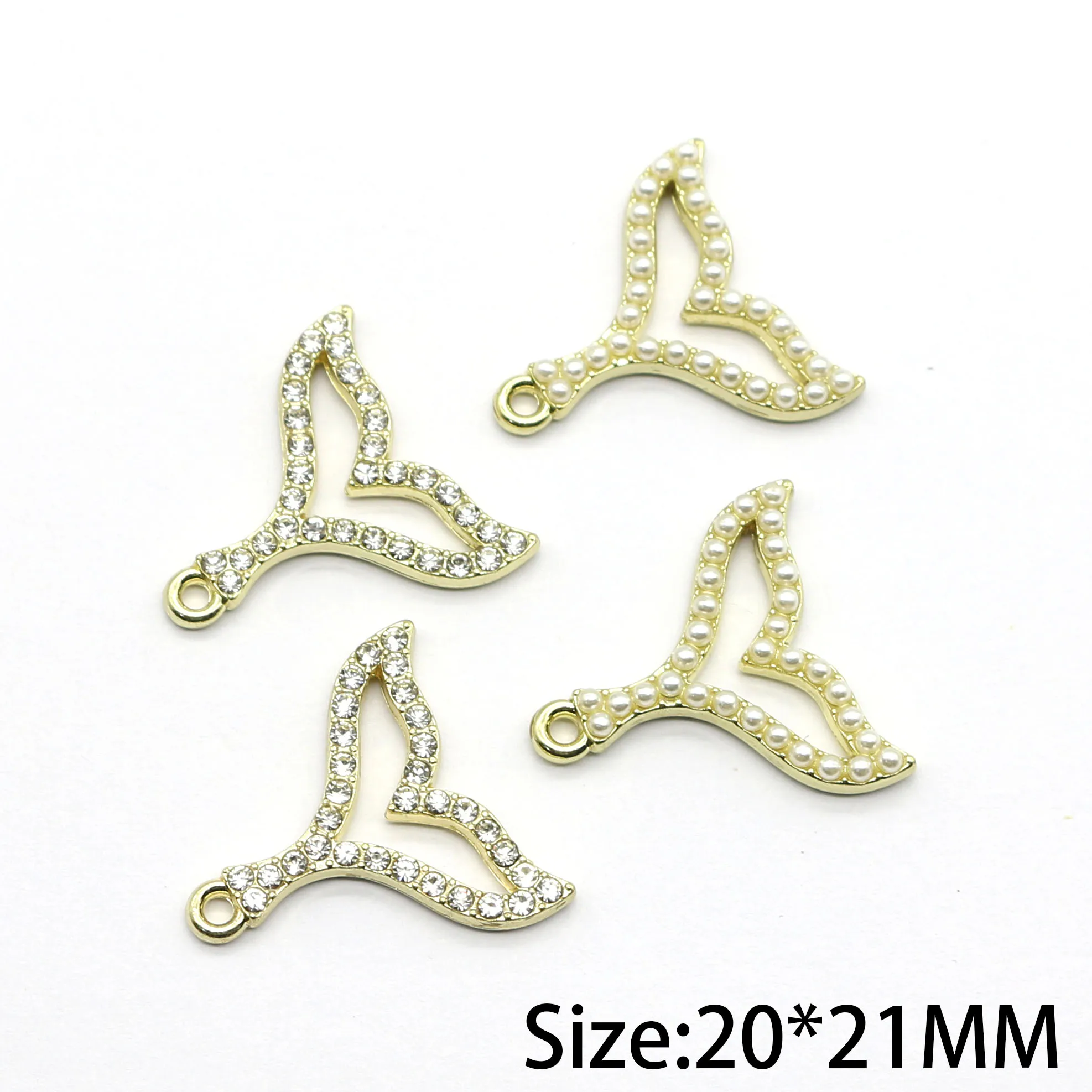 New 10/Piece 20 * 21MM Pearl Rhinestone Mermaid Tail Pendant DIY Necklace Bracelet Earrings Headwear Hair Accessories