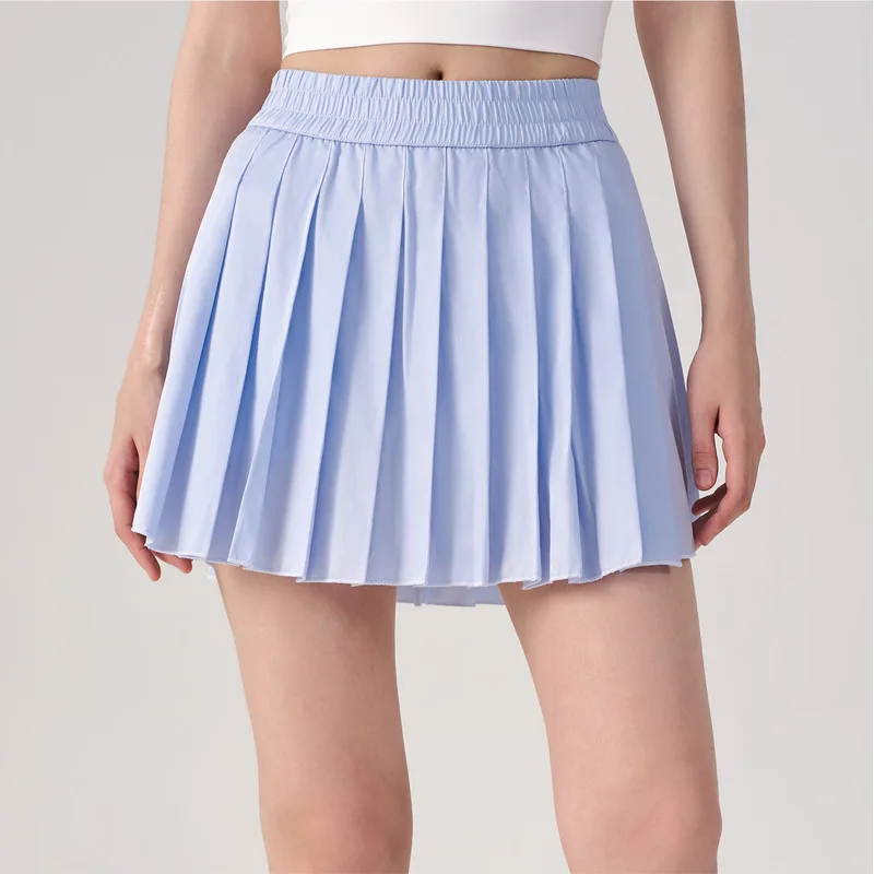 Women Striped Pleated Skirt High Waist Anti Chafing Skort French Style Outdoor Sun Protection Sports Mini Skirt outdoor