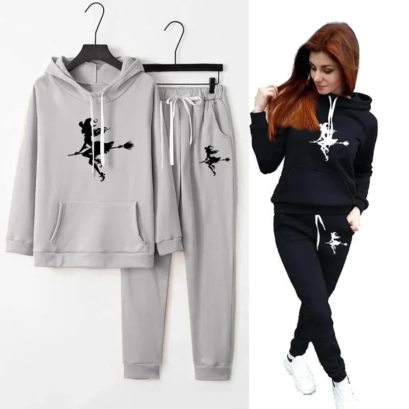 Women\'s Tracksuit Autumn Winter Warm Hoodies+ Pants Two Piece Set Hooded Sweatshirts Outfits Female Jogging Clothing Sports Suit