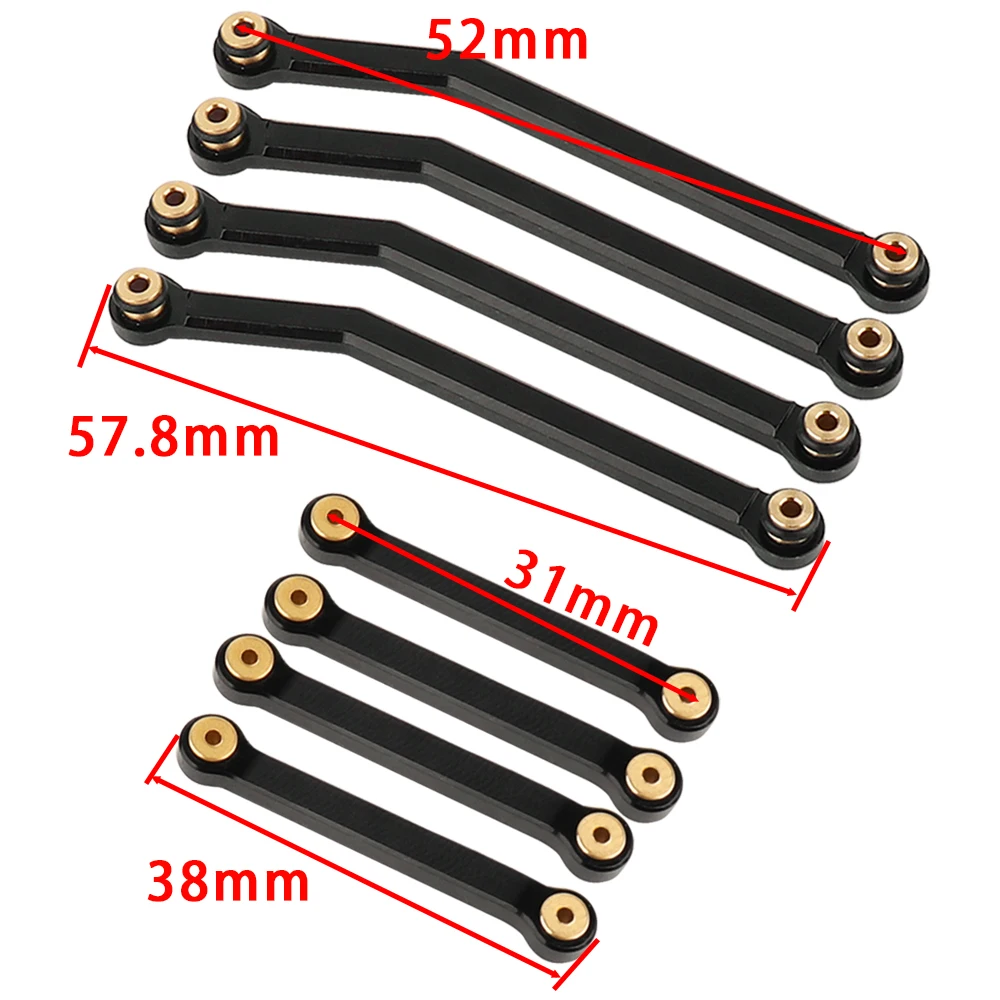 Aluminum Complete Linkage Rod Set Steering Pull Rods for 1/24 AX24 RC Crawler Car Upgrade Parts Black Red Silver 14.2g
