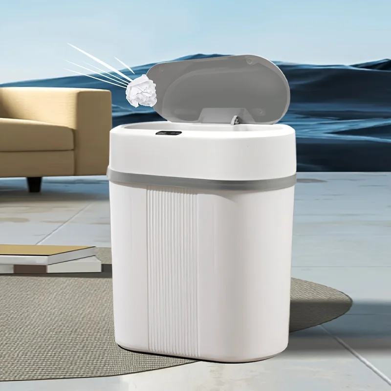 1Pc Touchless Smart Trash Can: Compact, Waterproof, Battery-Powered for Home & Office Hygiene