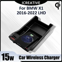 Car Wireless Charger Mobile Fast Charging Charger Board Storage Box for BMW X1 2016 2017 2018 2019 2020 2021 Cars Accessories