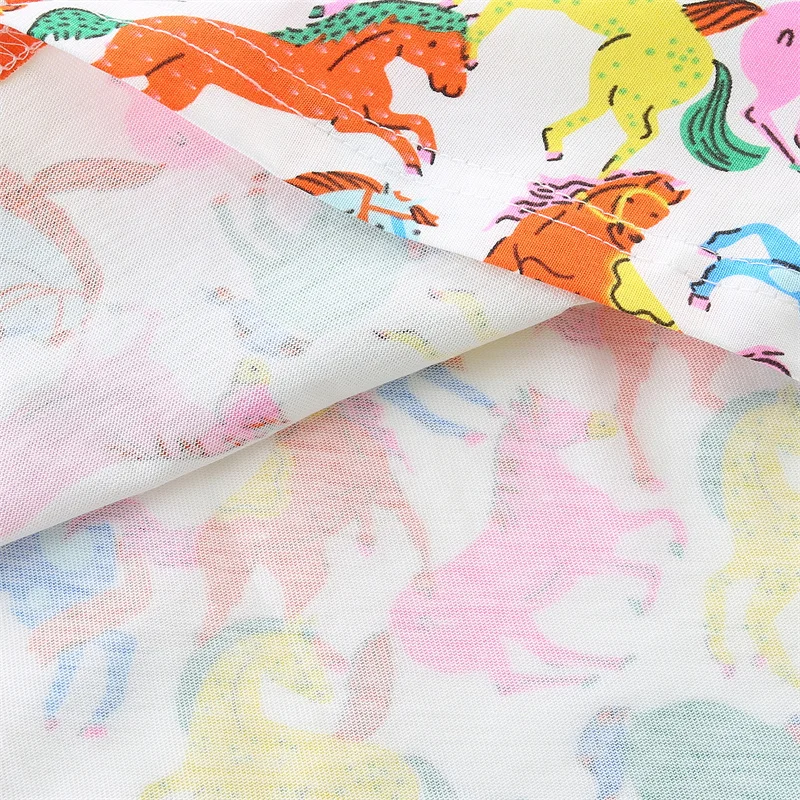 2026 جديد الصيف الخيول طباعة فستان الأميرة للفتيات 2-7T طفل قصير الأكمام فساتين الحفلات الأطفال وصول جديد فساتين الطفل #6