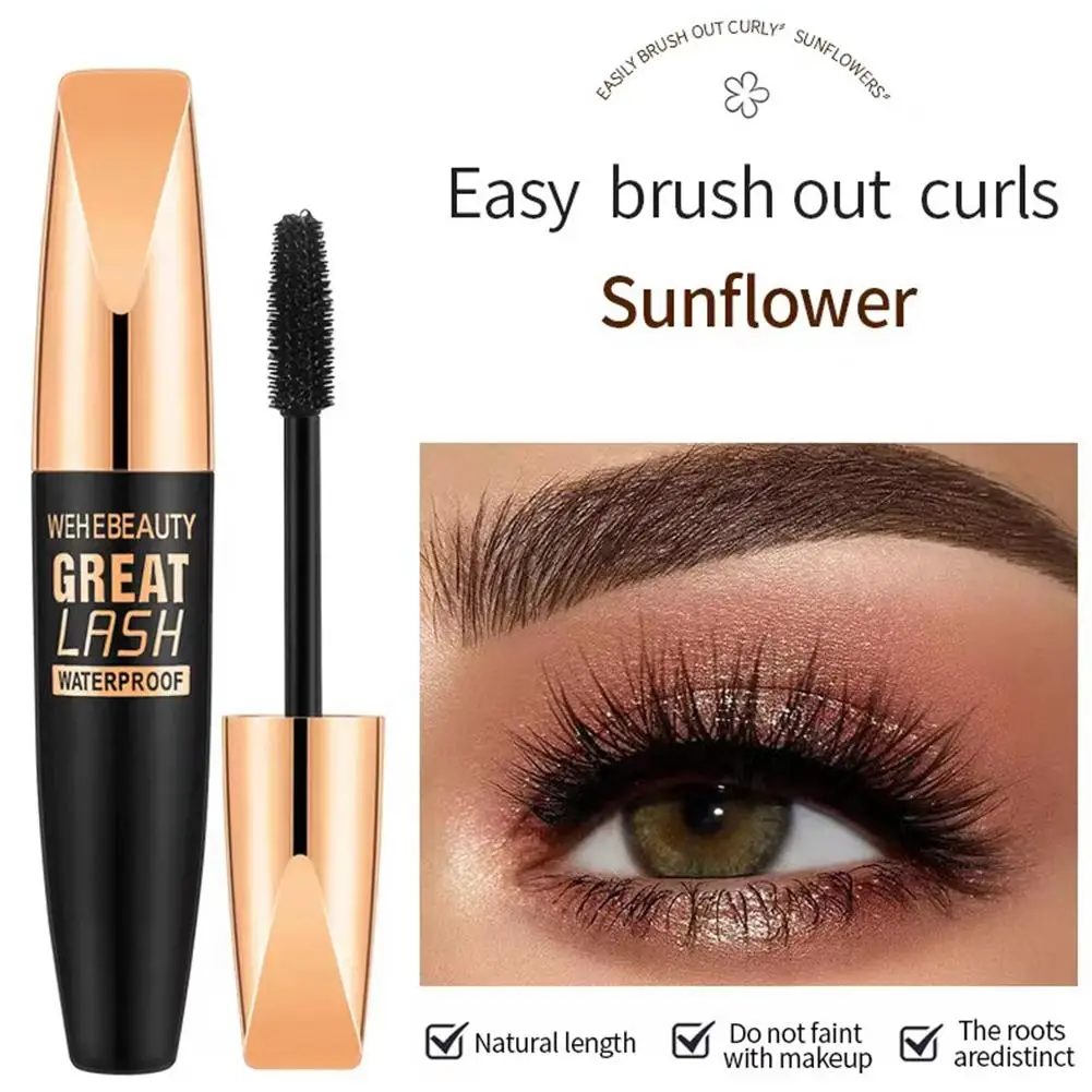 InjFiber-Mascara 2 en 1 4D pour les yeux, waterproof, recourbant les cils, cosmétiques, maquillage, optique, soleil, allongement des yeux, B2l6