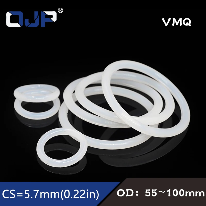 Thickness 3.1/4/5.7mm White VMQ O-ring Cross Section Silicon Rubber Sealing Gasket Rubber Washer Wholesale In Specifications