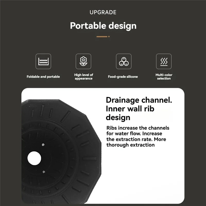 BAAD 접이식 커피 찌꺼기 위에 부어 여행 캠핑 사무실을위한 실리콘 캠핑 커피 필터 Hom 커피 액세서리 블랙