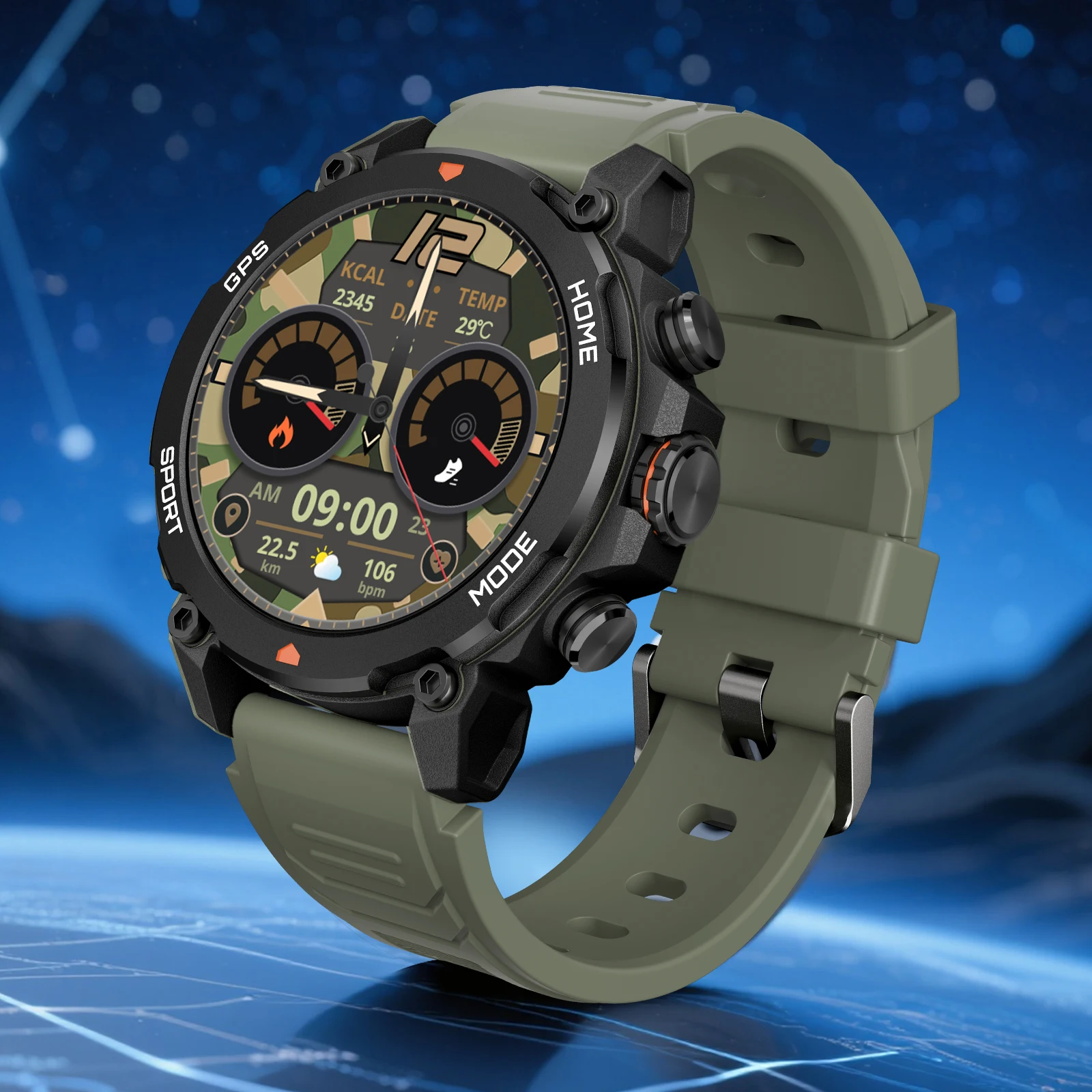 

Pinteek Military smartwatch, smartwatch coiusor original ,compass, waterproof outdoor sports tracker, Bluetooth call smartwatch