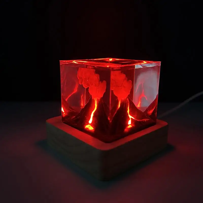 

Volcano Lamp For Kids USB Powered Resin Cube Lamp Volcanic Nightlight Tabletop Light For Bedroom KidsRoom Living Room Bathroom