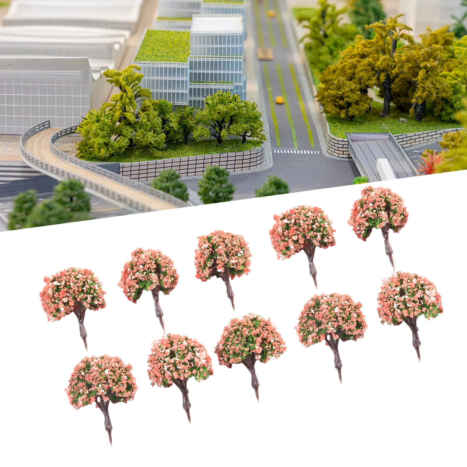 10Pcs 4CM Model Trees Architecture Train Railway Wargame Diorama Scenery Garden Supplies Artificial Scenery Trees