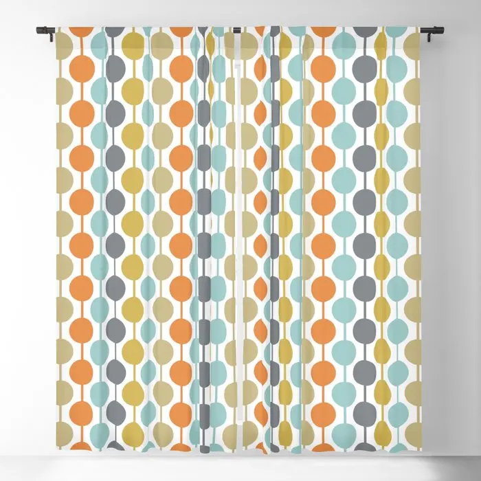 Mid-Century Retro Circlesd Blackout Curtains 3D Print Window Curtains for Bedroom Living Room Decor Window Treatments