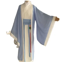 Plus Size 3XL Men Chinese Hanfu Carnival&Halloween Cosplay Costume Ancient Hanfu Outfit White Blue Black Women Large Size 2XL