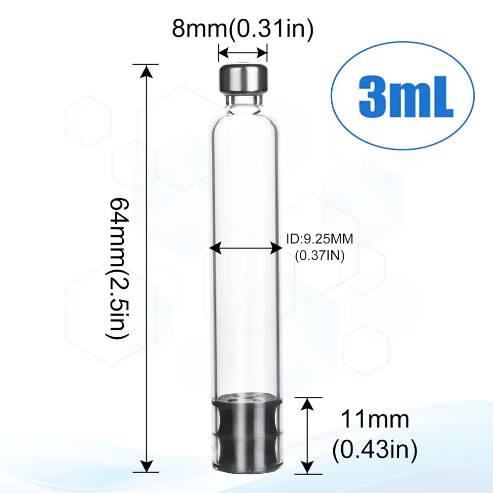 10/20/30Pcs 3ml Empty Glass Cartridge, Sterile Individually Wrapped 11mm Stopper Compatible with V1 V2 Pen 3ml Vials