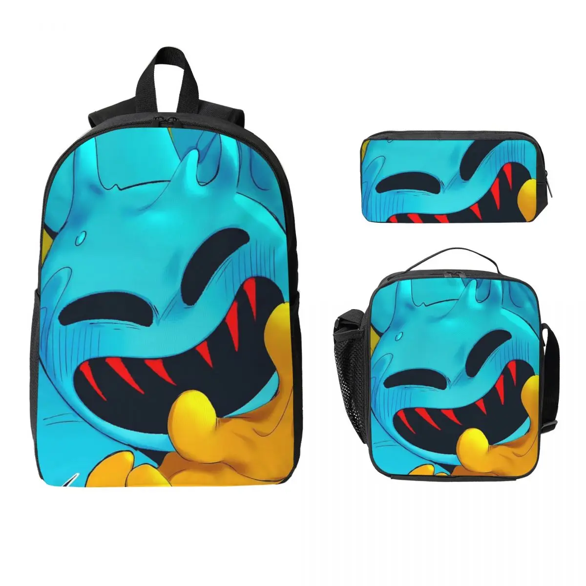 

Doey Doughman Horror Pianosaurus Backpack Boys Girls BookBag School Bag Laptop Shoulder Bags 3ps Insulated Lunch Bag Pencil Case