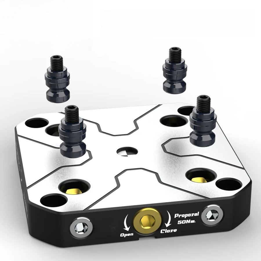 DJ-H90-D52 Axis Self Centering Clamp Zero Point Quick Change Fixture With Four Axis L Block Bridge  Workholding Parts