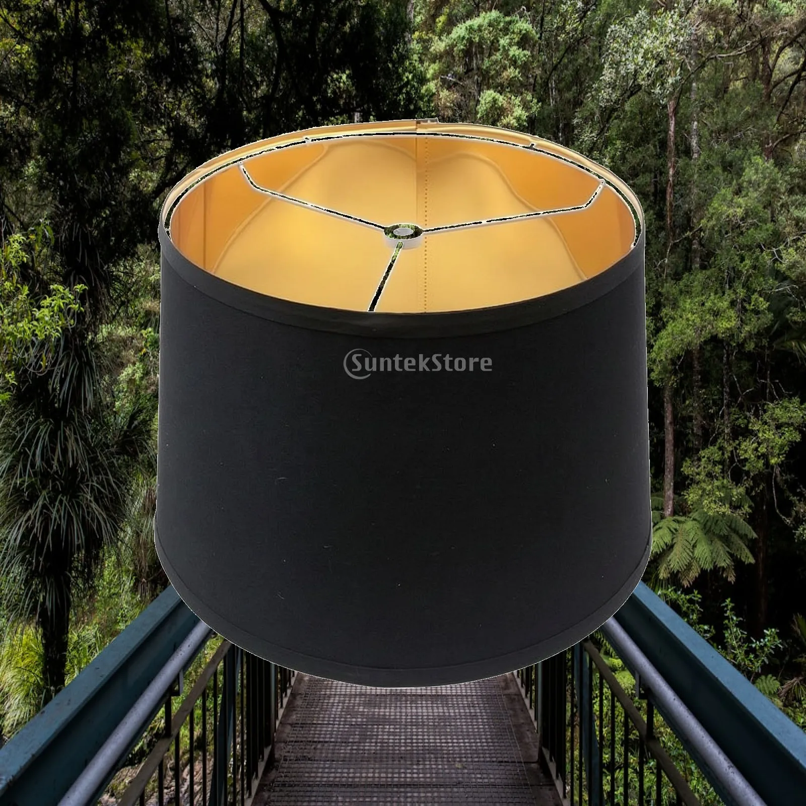 Cylindrical Textile Lampshade Sturdy Lampshade with Metal Support Frame Drum Lamp Shade Long-Lasting for Bedroom, Living Room