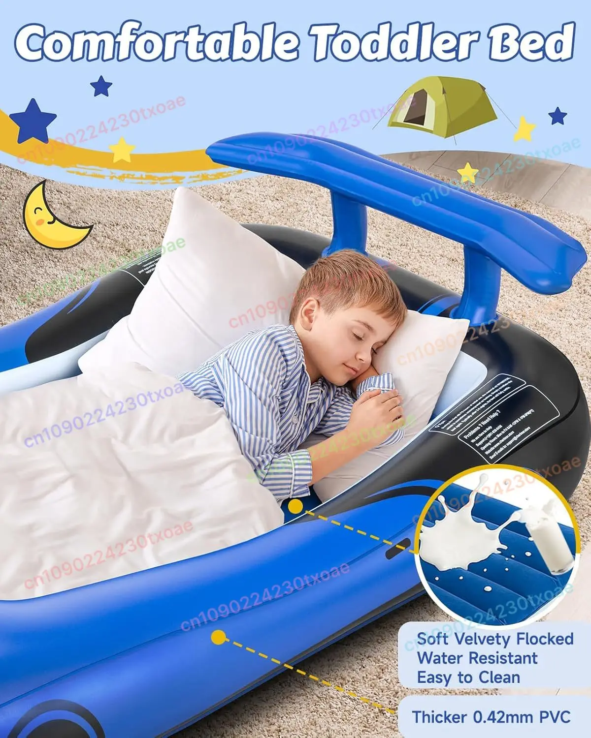 PVC Inflatable Travel Bed 81x45x22.4 Inches Air Mattress with Carry Bag Portable for Toddlers Kids Indoor Outdoor Camping