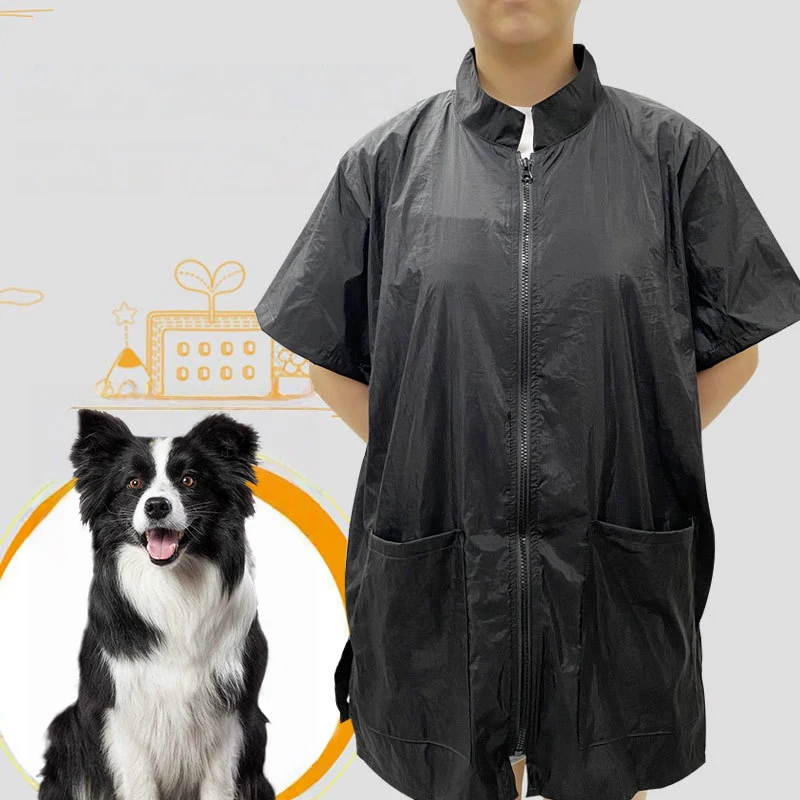 M-3XL 방수 작업복 애완 동물 미용사 유니폼 개 미용사 의류 비 스틱 헤어 애완 동물 가게 애완 동물 청소 관리 자켓
