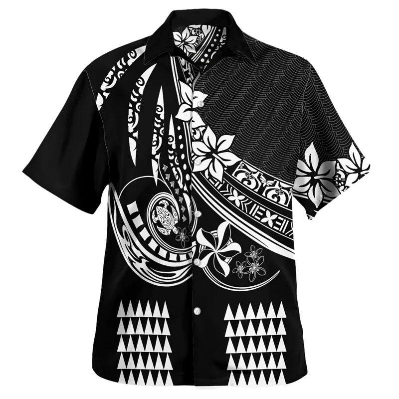 Harajuku New 3D Amercian Polynesian Hawaii Flag Printing Shirts Men Hawaii Coat Of Arm Graphic Short Shirts Fashion Clothes Top