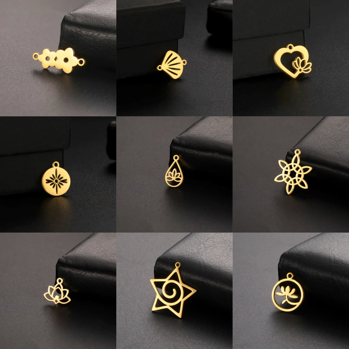 5 шт./лот, мини-подвески из нержавеющей стали для изготовления ювелирных изделий, сделай сам, цветок лотоса, ракушка, вихревая звезда, геометрический кулон, ювелирные изделия, оптовая продажа